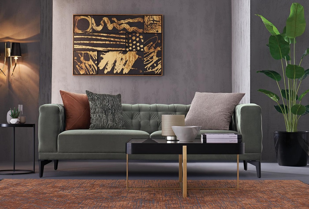 Dorian 3-Seater Green Velvet Sofa