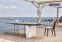 Lima Grey Dining Chair – Leather & Linen