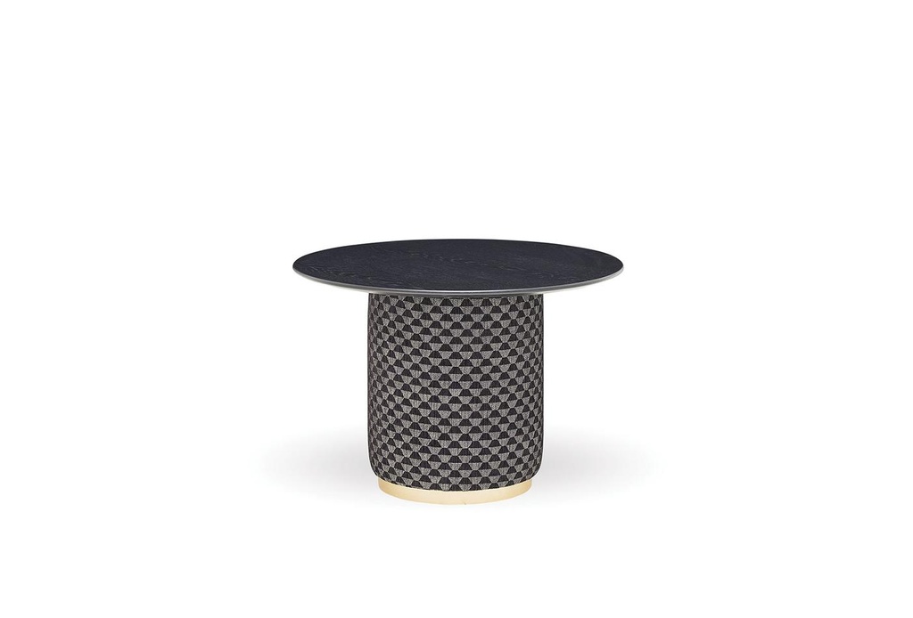 Mileo Designer Side Table – Fabric Base & Black Lacquered Top