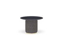 Mileo Designer Side Table – Fabric Base & Black Lacquered Top