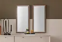 LORETO Rectangular Wall Mirrors – Set of 2 Natural Frame Mirrors for Sideboards