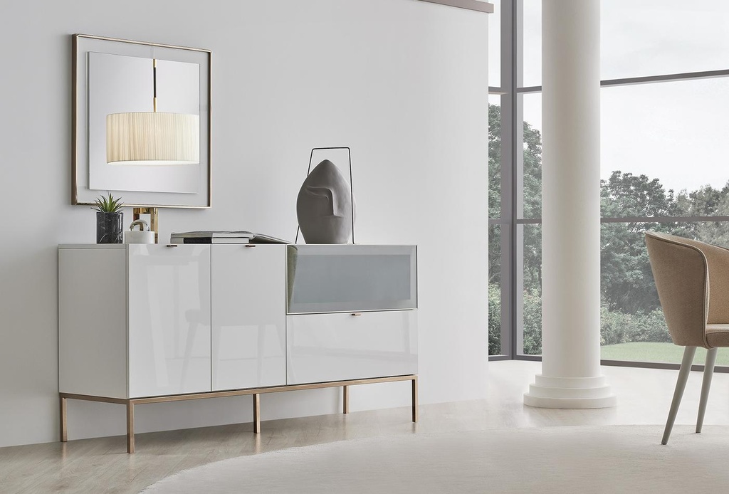 LEGATO White Sideboard with Bronze Legs and LED