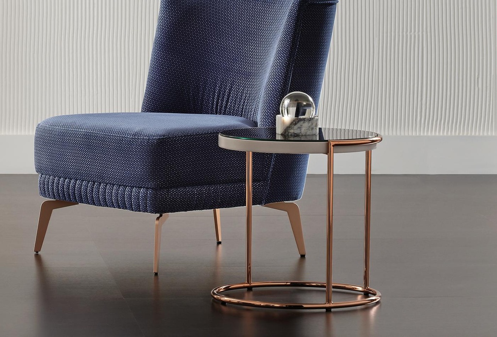 Vienna Round Glass Side Table – Rose Gold Base