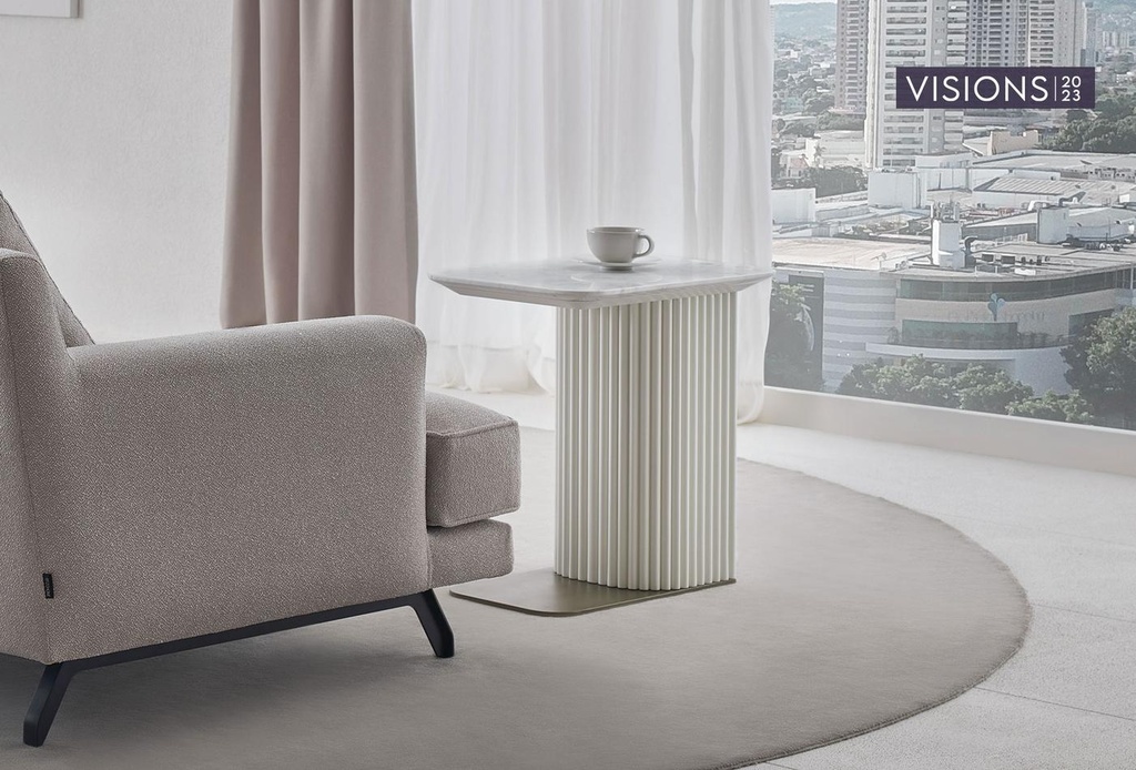DALLAS C-Shaped White Marble Top Side Table